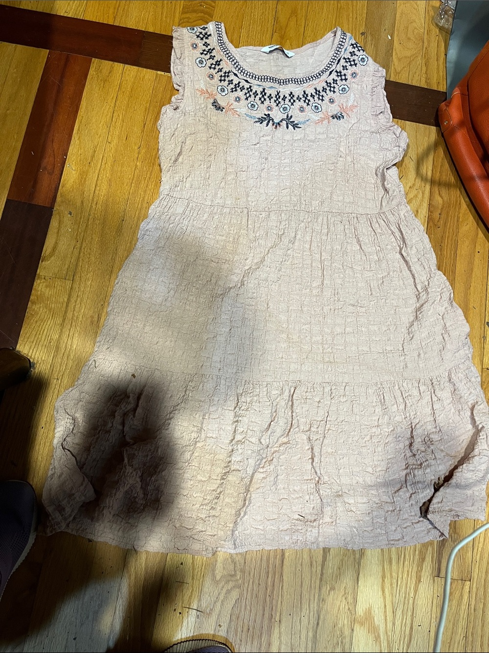 Sonoma Pale Pink Embroidered Sleeveless Casual Dress
